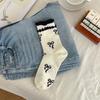 Women's Socks, Spring and Summer Fashion Lace Bow Socks, Breathable and Sweat-absorbing Trendy Mid-calf Socks