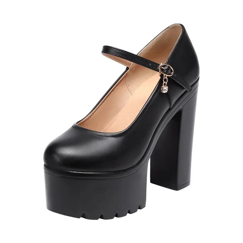 15cm Mały Rozmiar 32-43 Modne Czerwone Srebrne Białe Buty Ślubne Kobiety Czółenka 2025 Jesień Blok Wysoki Obcas Buty Platforma Model Partry