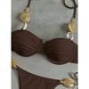 Damen S Sexy Neckholder Rückenfrei Unifarben Bikini-Set