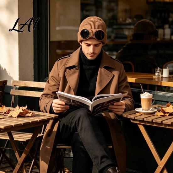 Fashionable Costume Hat for Parties 2Pcs Fleece Lined Hats with Goggles Warm Winter Knit Acrylic Hats Windproof Skiing Caps Men Women Cycling Hiking