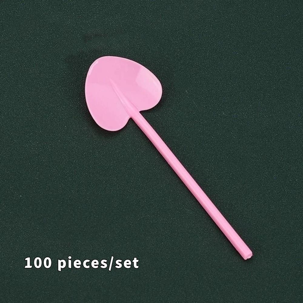 100PCS Lightweight Heart-shaped Spoons Thickened Ice Cream Spoons Disposable Spoons  Party
