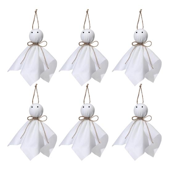 Halloween Ghost Hanging Decoration Small Flying Ghost Tree Ornament Rustic White Cloth Ghost for Haunted House Yard Tree Decor