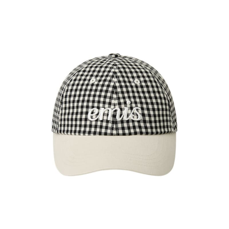 

EMIS GINGHAM CHECK BALL CAP-BLACK BLACK