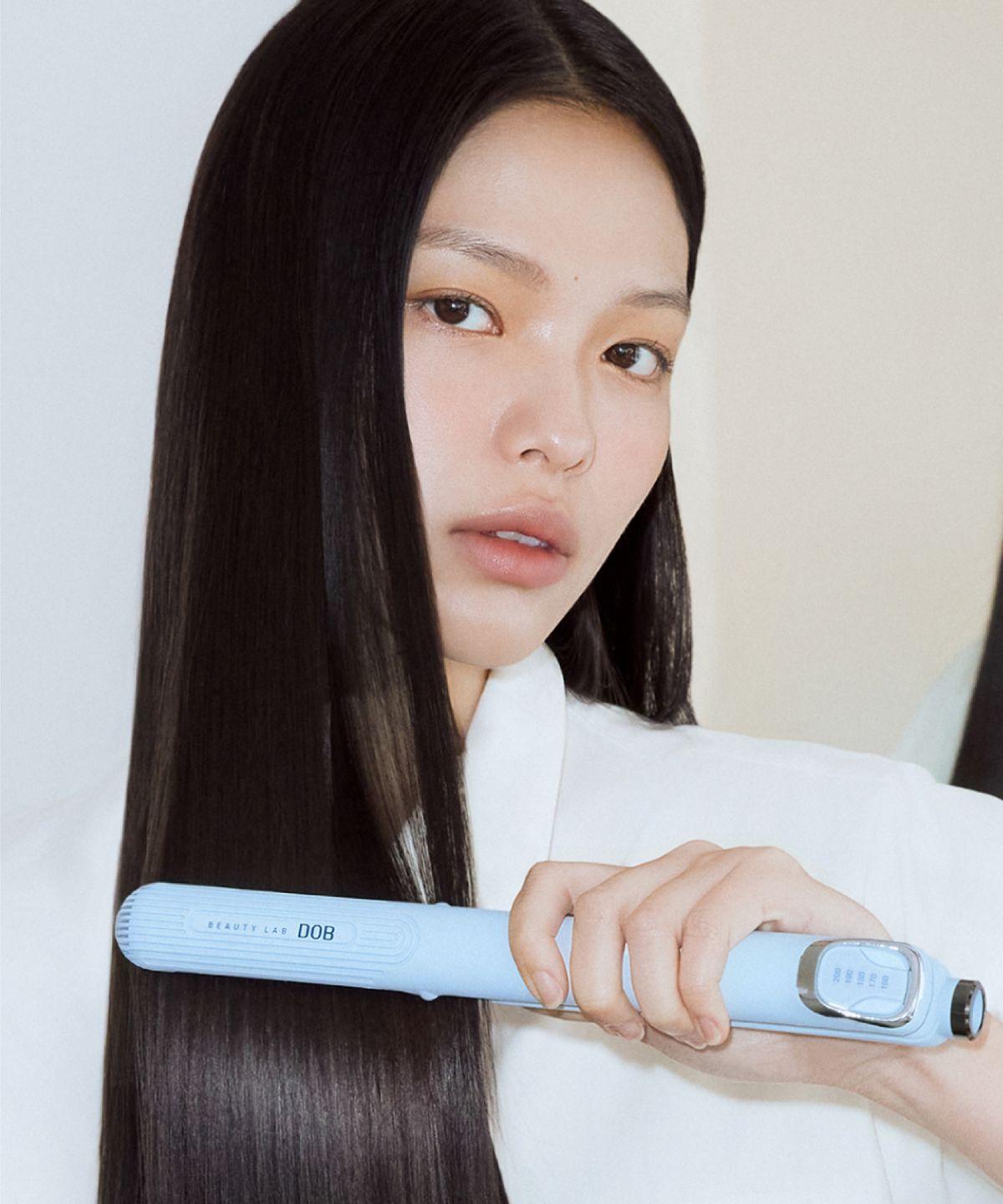 Water Glow Hair Iron Blue Edition Medium Damaged Hair Free Voltage Wavy Waves