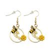 Honeybee Drip Oil Yellow Flower Alloy Earrings