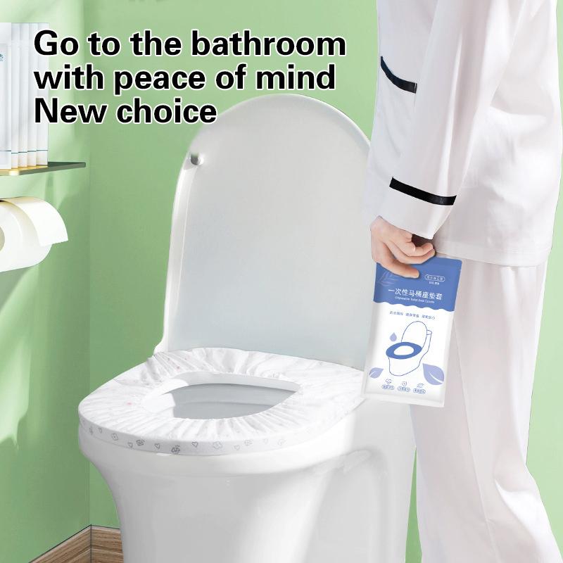 10 Stück biologisch abbaubare Einweg-Toilettensitzabdeckungen WC-Toilettenmatten Reise-Camping-Hotel-Badezimmer-Zubehör Toilettenpapier-Pads