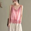 Summer Vintage Lace Hollowed Out Hook and Loop Cotton Vest Thin Camisole Top Sleeveless Inner and Outer