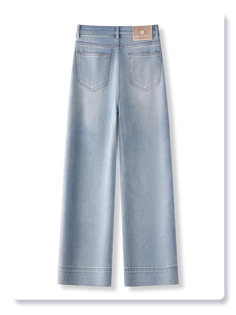 Damen High Waist Gelb Slim Straight Leg Jeans - 2025 Frühling/Herbst Nine-Point Passform