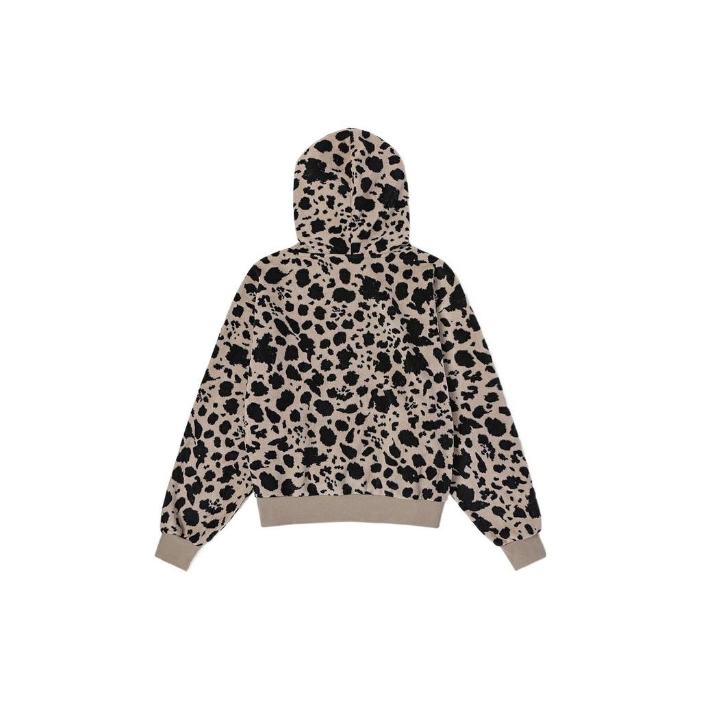 Vans Leopard Print Kangaroo Pocket Hoodie Sweatshirt Women Tops Camel VN0A7RO1BLK