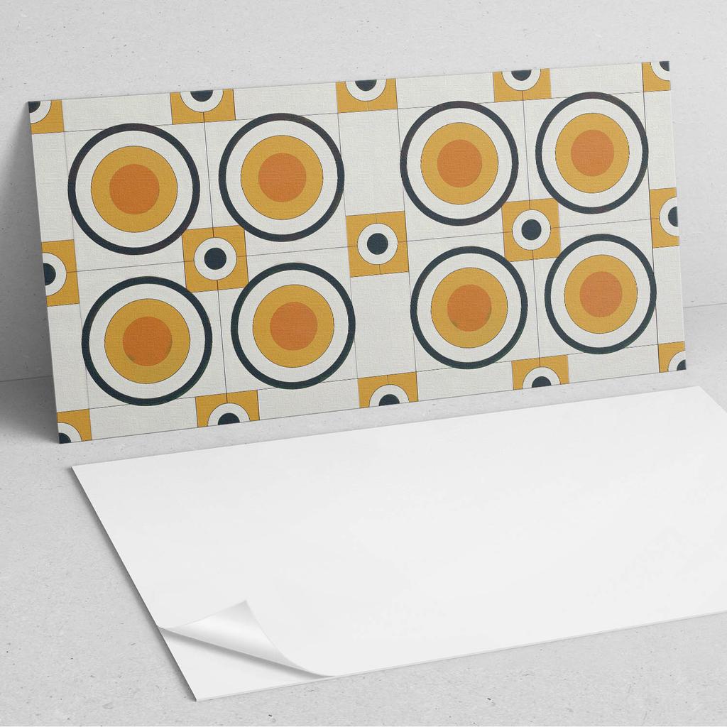 Winylowy Panel Ozdobny Z Grafiką Do Kuchni Lub Łazienki 100X50 Cm Geometria Okręgów I Kwadratów