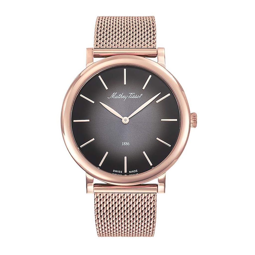 Mathey-Tissot Monsoon Розовое золото Нержавеющая сталь Черный циферблат Кварц H7916PN Мужские часы чёрный