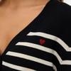 Dory Striped Cardigan with V-neck, Embroidered Red Heart, and Buttons for Women VERO MODA