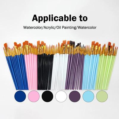 Professionelles Farbpinsel-Set 10 Stück Langlebige Synthetikhaare Runde und Flache Spitzen für Künstler Kinder und Anfänger Basteln