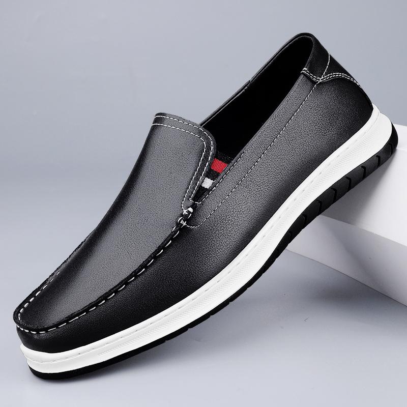 Fashion High Quality Split Leather Loafers Fashion Soft Soles Comfortable Business Office Shoes Men Slip-on Flat Bottomed Driving Shoes