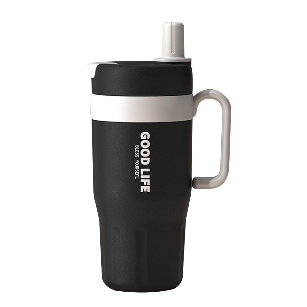 Portable 720ml Vacuum Cup Large Capacity Double Drink Insulated Cup with Handle Insulation Or Cooling Suction Tube Cup Drinkware