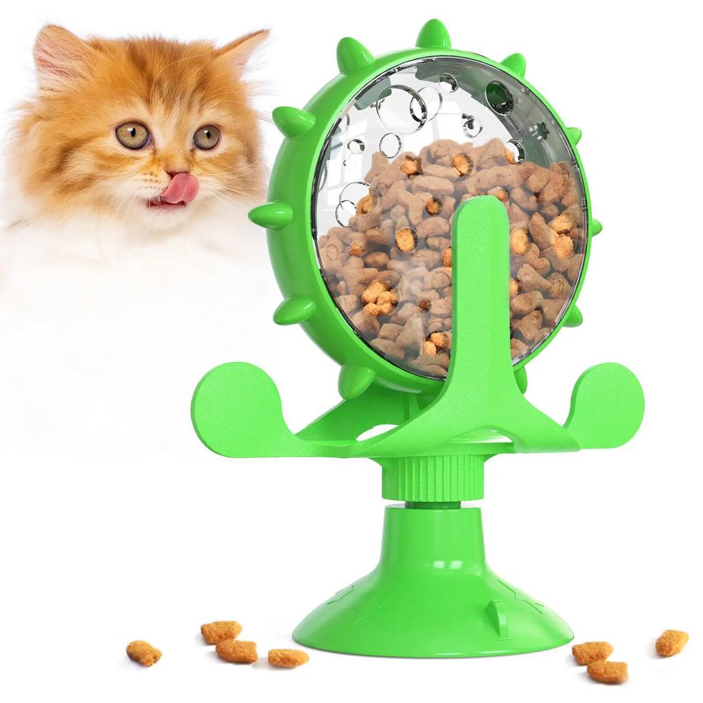 ABS Pet Cat Food Funnel Spinning Windmill Interactive Training Cat Puzzle Toy Compatible with Windmill-Style Cat Food Funnels