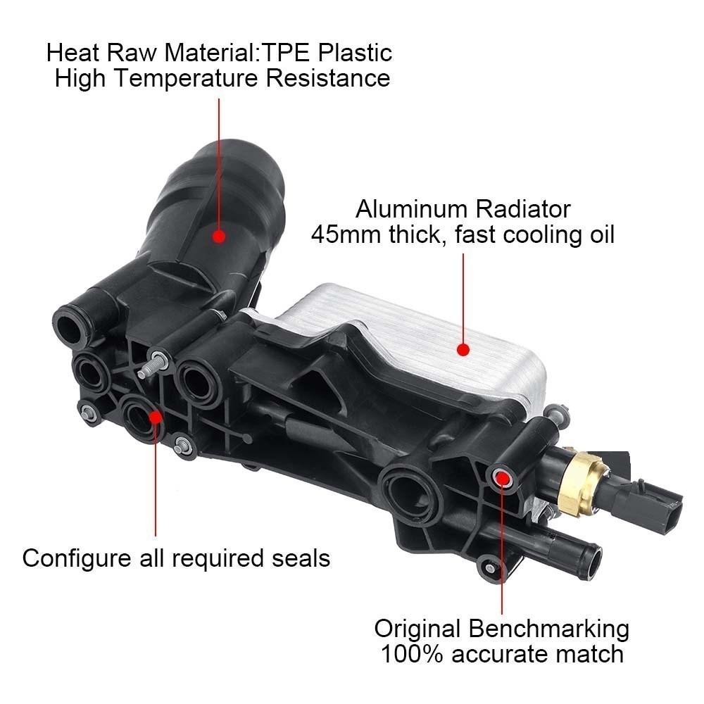 Car Engine Oil Cooler Filter Housing Adapter Kit For Chrysler Dodge Jeep Ram 3.6 V6 2014-2018 68105583AF/AC/AA/AB FF-1038-BK