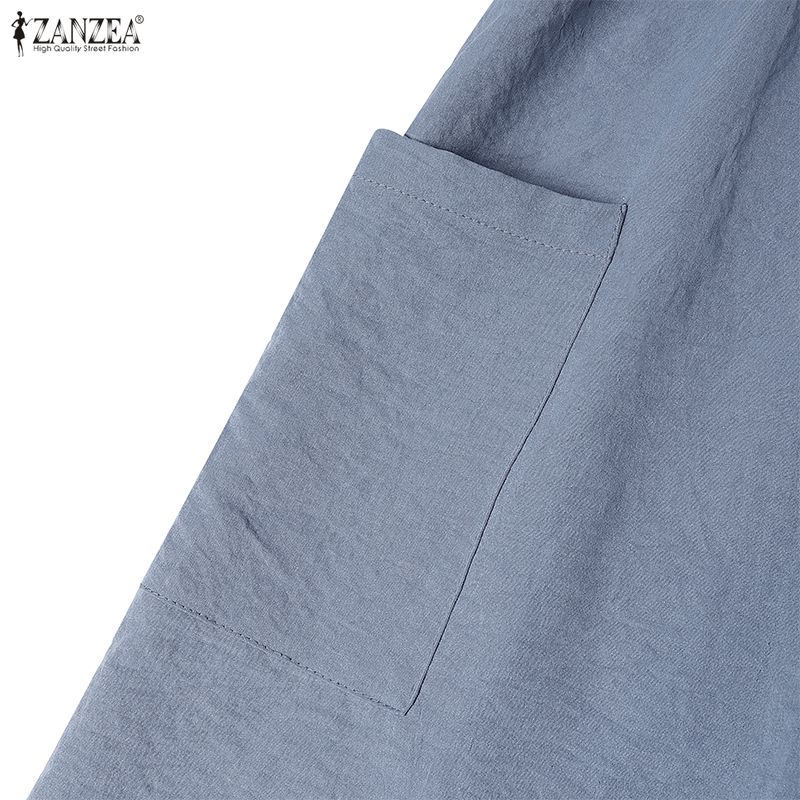 ZANZEA Womens Casual Lace Splice V-Neck Summer Half Sleeve Long Dress