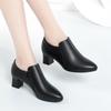 Moda Nowe Jesienne Damskie Mokasyny Miękka Skóra Szpiczasty Nosek Grube Obcasy Buty Wiosenne Głębokie Wycięcie Wygodne Solidne Robocze Pojedyncze Buty