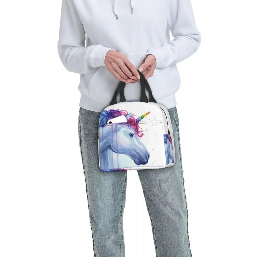 Cartoon Rainbow Unicorn Lunch Bag Women Cooler Thermal Insulated Lunch Box for Kids School Children Work Picnic Food Tote Bags