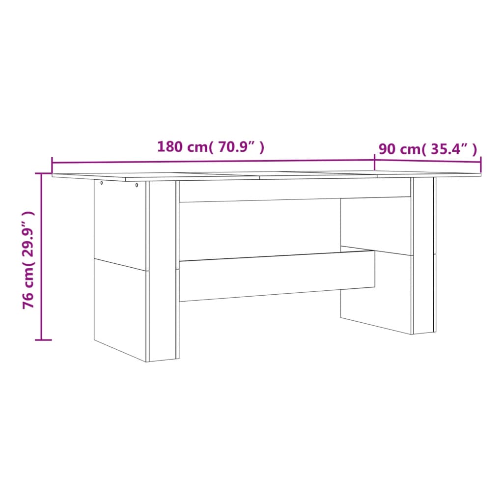 Dining Table Gray Sonoma 180 x 90 x 76 cm Engineered Wood