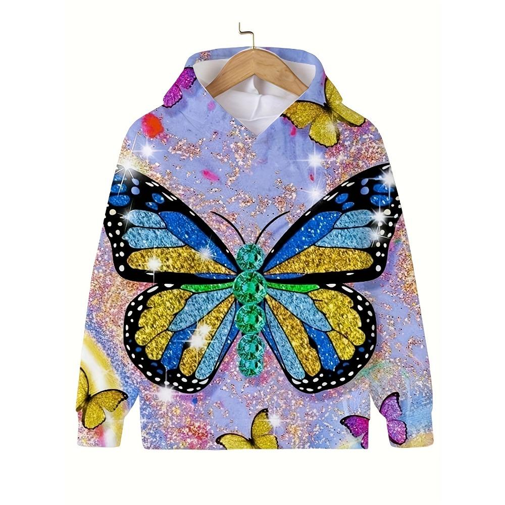 Children's Clothing Hoodies Children Top Long Sleeve Casual 3D Butterfly Print Girls Summer Autumn Clothes Girl Clothing Tops