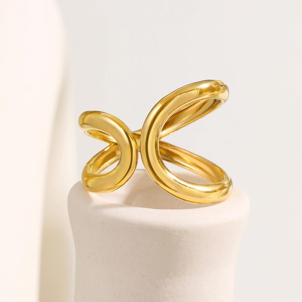 Bagues Ouvertes Imperméables en Acier Inoxydable Réglables pour Femmes, Bague Géométrique Irrégulière Minimaliste Cadeaux d'Anniversaire