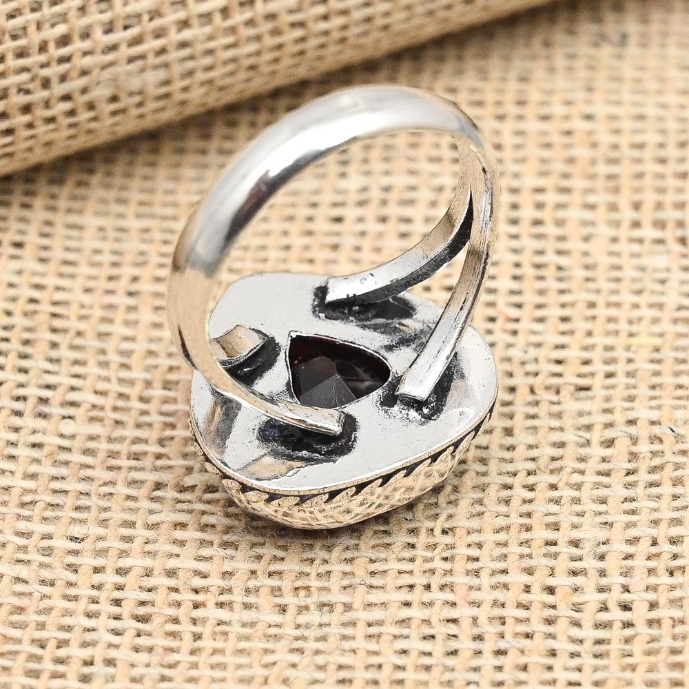 Red Garnet Gemstone Handmade 925 Solid Sterling Silver Jewelry Pretty Ring For Women