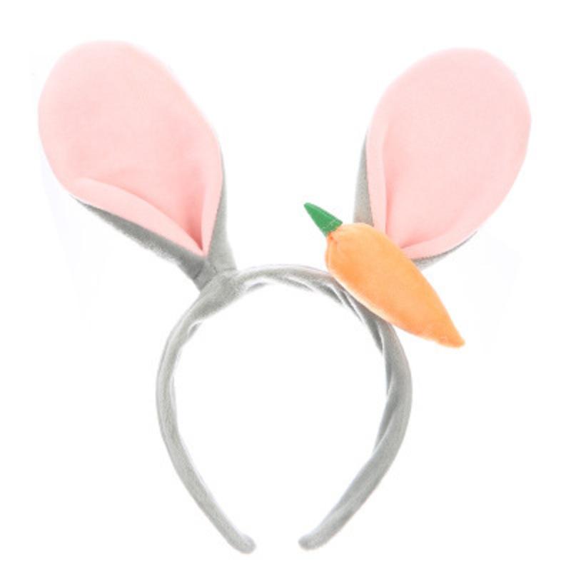 Soft Plush Cute Easter Bunny Ears Hairband With Carrot Bunny Shaped Headband