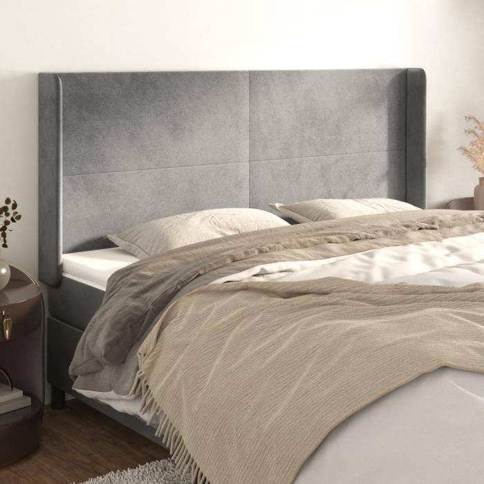 VidaXL Tête de lit avec oreilles Gris clair 183x16x118-128 cm Velours3119360
