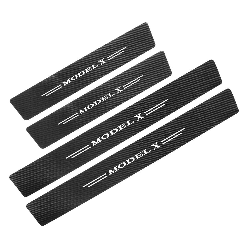 For Tesla Model 3 S X Y Carbon Fibre Car Door Sill Threshold Protective Stickers and Decals Auto Interior Styling Accessories Black White