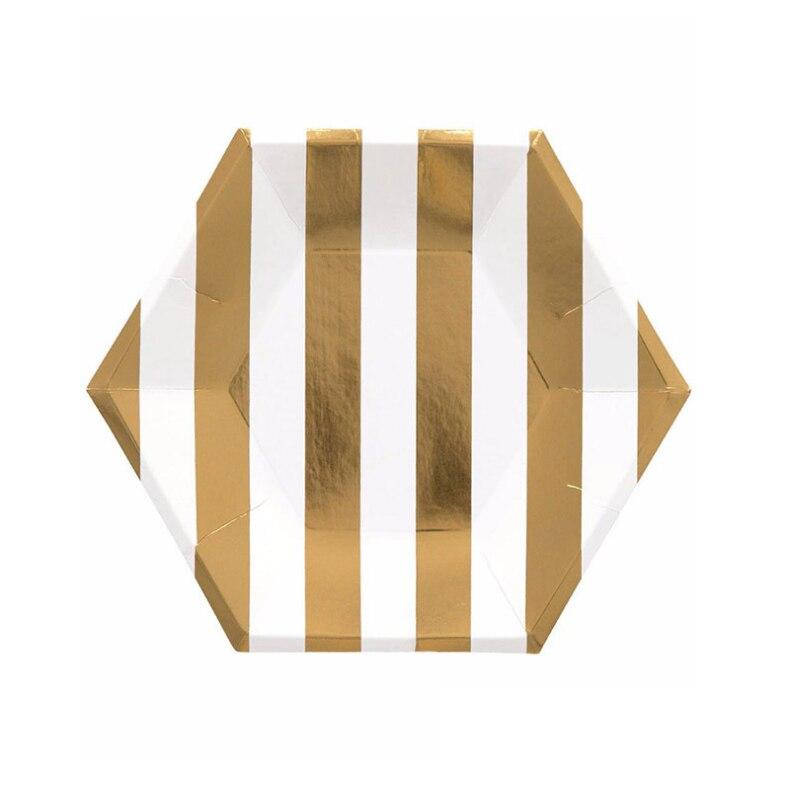 Gold Silver Rose Gold Disposable Paper Tableware Paper Cups Paper Plates Party Supplies