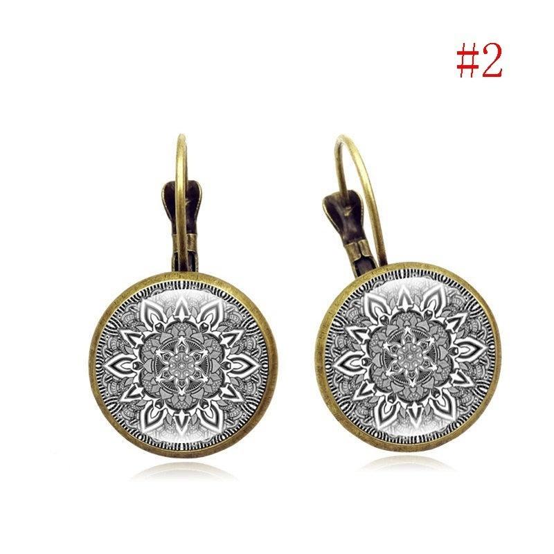Fashion Elegant Round Stud Ear Vintage Women Girls Lady Crystal Flower Hoop Earrings  for Women