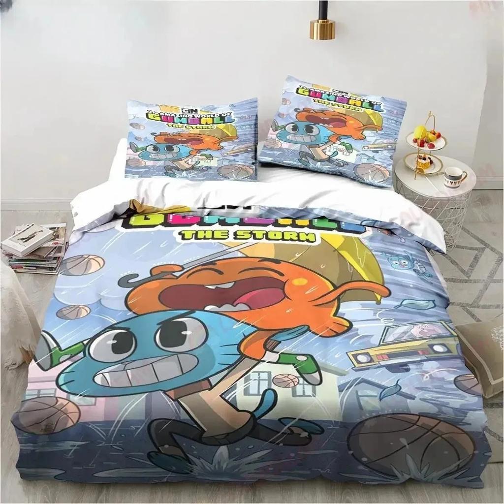 New Carton The Amazing World Gumbal Beding Set Bedrom Soft Modern Bedspreads Comefortable Soft Duvet Cover Comfortable Quilt Cover Pilowcase