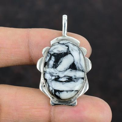 Pinolith Jaspis Anhänger Original Edelstein Anhänger Handgemacht Designer Schmuck 925 Sterling Silber Anhänger Unikat Stil Anhänger Geschenk für Freund