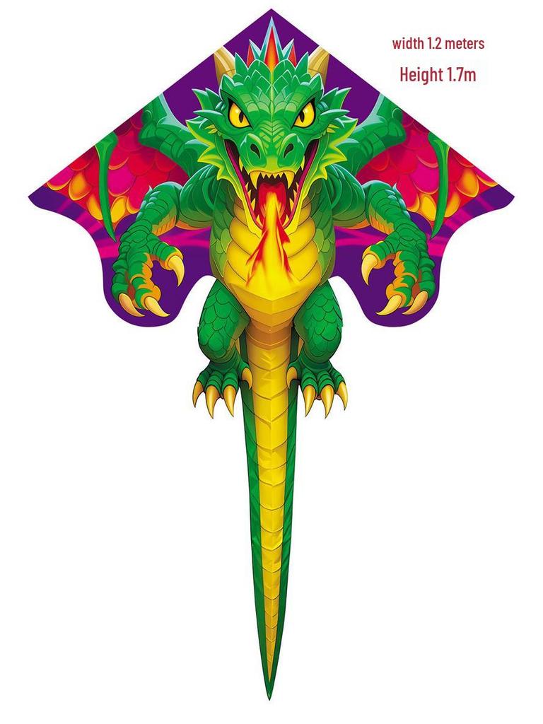 Children's Green Pterodactyl Dragon Kite - Popular Cartoon Dinosaur Design
