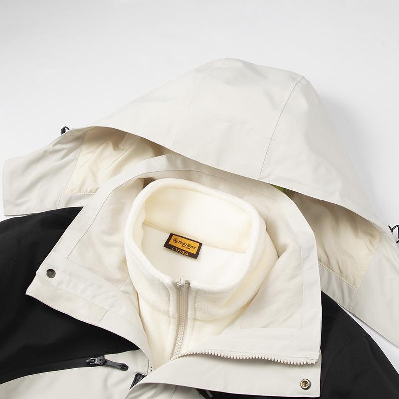 Autumn and Winter Outdoor Jacket Men's Three-in-one Detachable Two-piece Set Thickened Mountaineering Clothing Two-piece Jacket