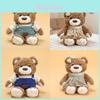 Plüsch-Teddybär-Figur mit blumiger Latzhose für Kinder und Sammler