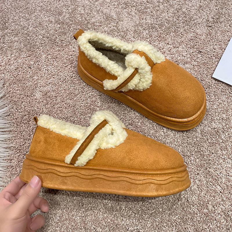 New Thick-soled Velvet Warm Outer Wear Cotton Shoes Fluffy Shoes Women's Winter Fashion Retro Indoor Home Cotton Shoes