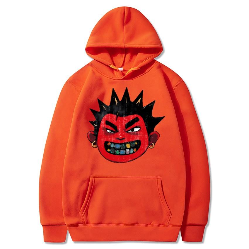 Autumn Winter Red Face Boys' Printed Solid Color Hoodie Daily Casual Hoodie Classic Coat Warm Street Sweatshirt Gift