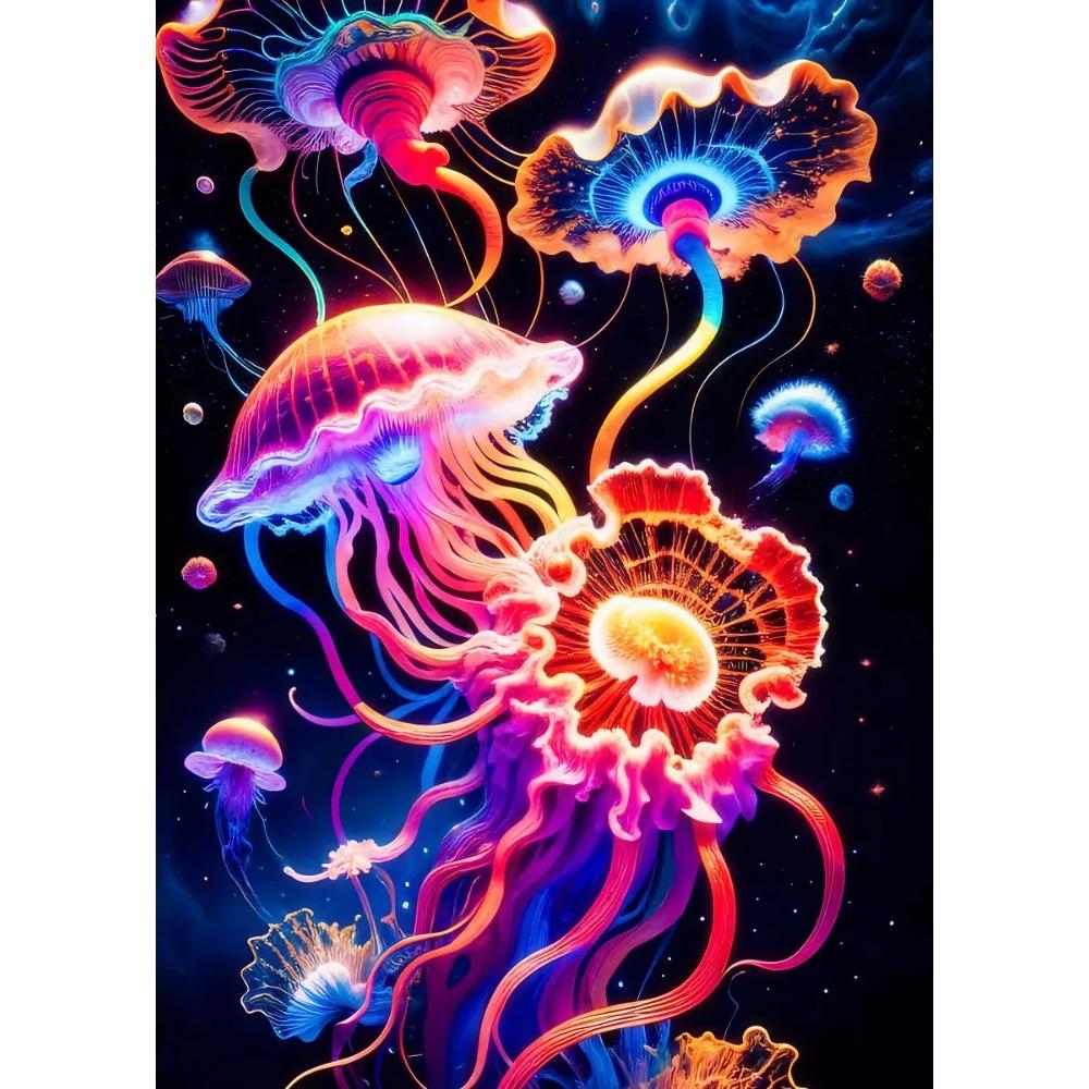Colorful Abstract Space Composition Posters Planets Srtars Jellyfish Flowers Prints Canvas Wall Pictures Home Living Room Decor
