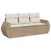 VidaXL Garden Lounge Set with Cushions 3 Pcs Beige Wicker 3253395