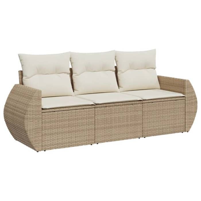VidaXL Garden Lounge Set with Cushions 3 Pcs Beige Wicker 3253395