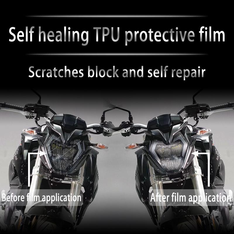 For KYMCO AK550 2021 smoked black light film headlight protection film transparent modification TPU scratch repair film