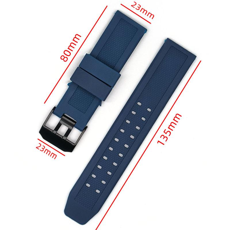 23mm Silicone Watch Strap for Luminox Military 7251 3050 Watch Band Silver Black Buckle Waterproof Bracelet Accessories
