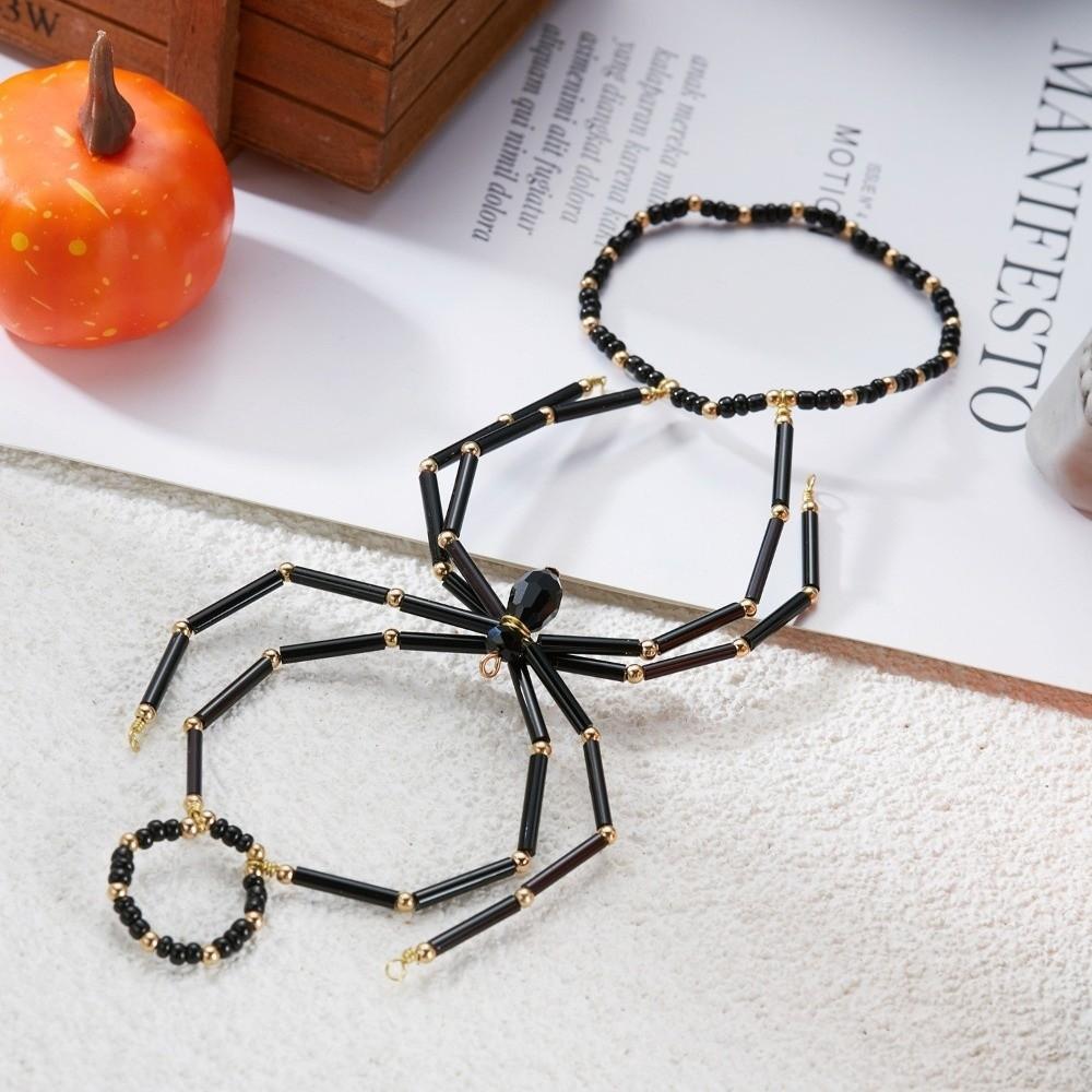 Dunkler Punk Halloween Armreif Elastische Halloween Handdekoration Lustige Spinne Stretch Armbänder Mädchen