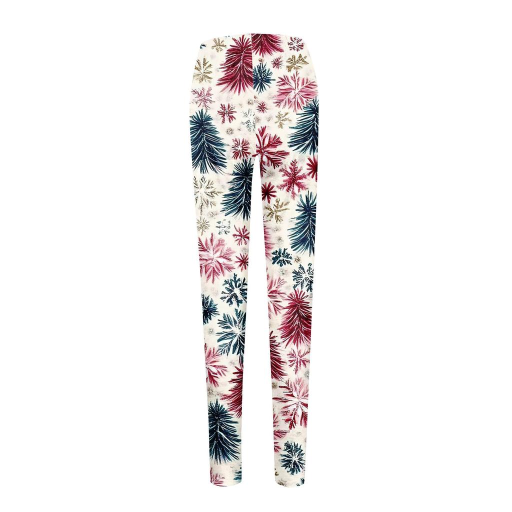 Damenhose mit Weihnachtsdruck, dehnbare, weiche Hose, lässige Schlafhose für zu Hause