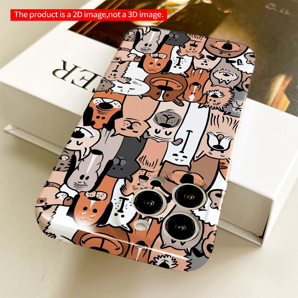 Cute Dog Faces Pattern Phone Case All inclusive film hard phone case, compatible with iPhone 18 Pro Max 17 16 15 14 13 12 11