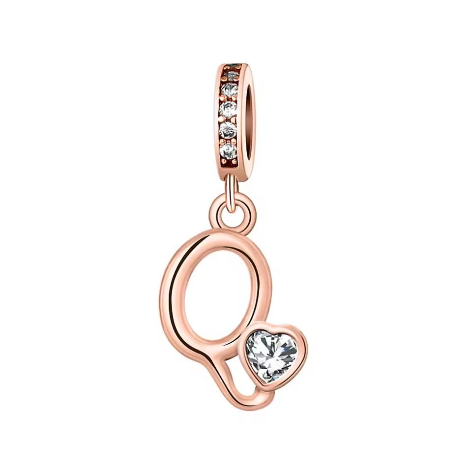 New Metal Rose Gold Light Two Tone 26 Letter English Pendant Charm Fit Ideal for Bracelets Necklaces Make your own Accessory Accessories Elegant