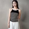 Women's Halterneck Striped Ice Silk Knit Camisole - Sleeveless Top, Covers Armpit Fat, Ideal Summer Outerwear